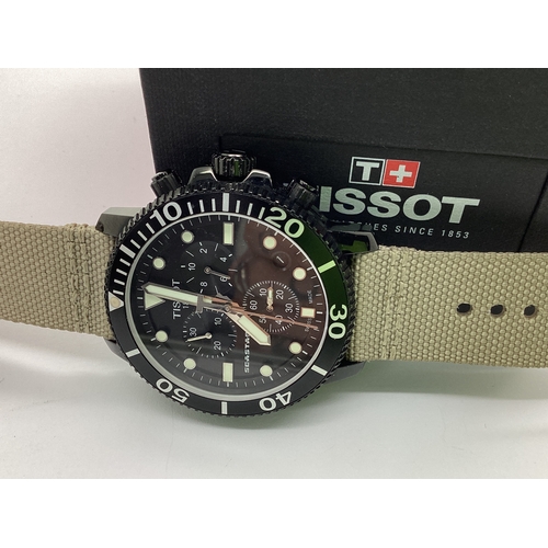 308 - Tissot; A Modern Seastar Chronograph Gent's Wristwatch, the signed black dial with dot and block mar... 