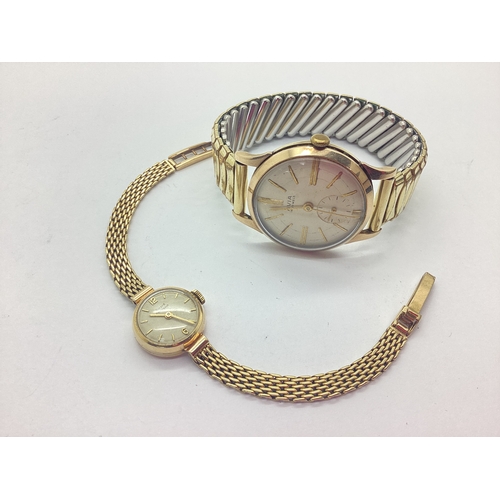 324 - Girard Perregaux; A 9ct Gold Cased Ladies Wristwatch, the signed dial with gilt baton markers and Ar... 