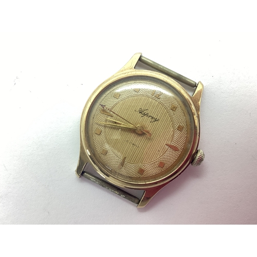 328 - Asprey; A Vintage 9ct Gold Cased Wristwatch Head, the signed textured dial with gilt markers and Ara... 