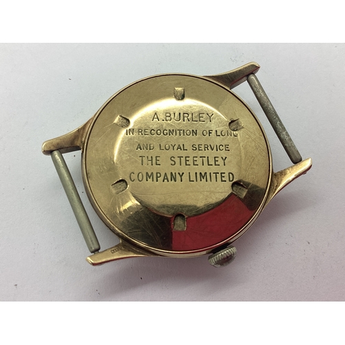 328 - Asprey; A Vintage 9ct Gold Cased Wristwatch Head, the signed textured dial with gilt markers and Ara... 