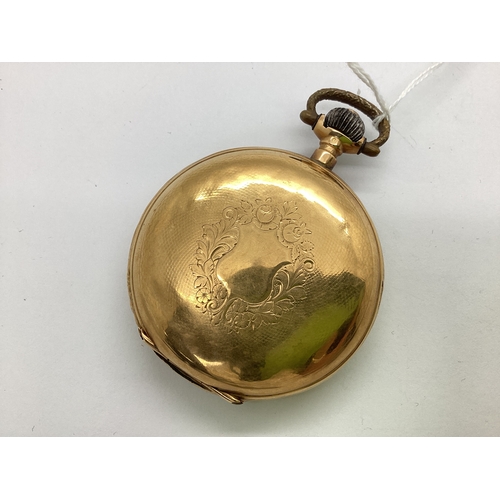 338 - A XIX Century Hunter Cased Pocket Watch, the white enamel dial with black Roman and Arabic numerals ... 