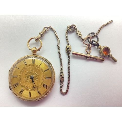 339 - A Highly Decorative 18ct Chester Gold Cased Openface Pocketwatch, the unsigned dial of decorative fo... 