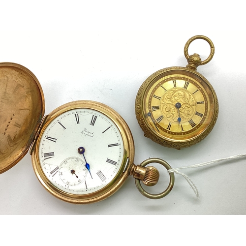 344 - Prescot England; A Gold Plated Cased Hunter Pocket Watch, the signed dial with black Roman numerals ... 