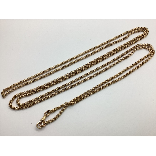 372 - A 9ct Gold Belcher Link Muff Chain, to swivel clasp, 160cm long.