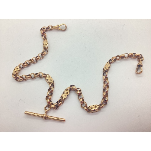 373 - An Antique Belcher Link Albert Chain, the belcher links of faceted design, between piecered scallope... 