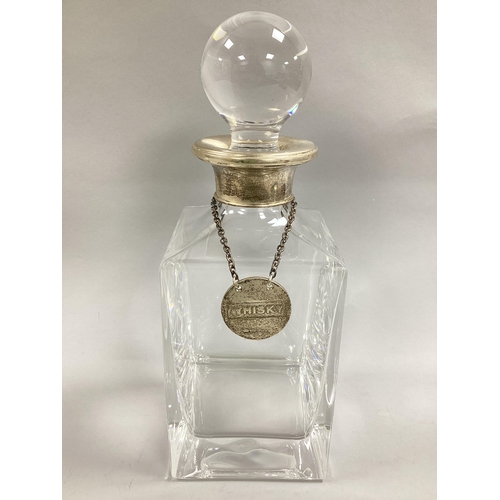 53 - A Hallmarked Silver Collared Glass Decanter, B&Co, Birmingham, with glass stopper and a hallmarked s... 