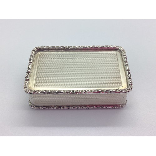 58 - Asprey London; A Hallmarked Silver Snuff Box, Birmingham 1961, of rectangular form with allover engi... 