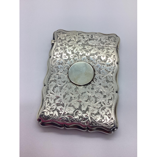 60 - A Victorian Hallmarked Silver Card Case, (makers mark rubbed), Birmingham 1899, of rectangular form ... 