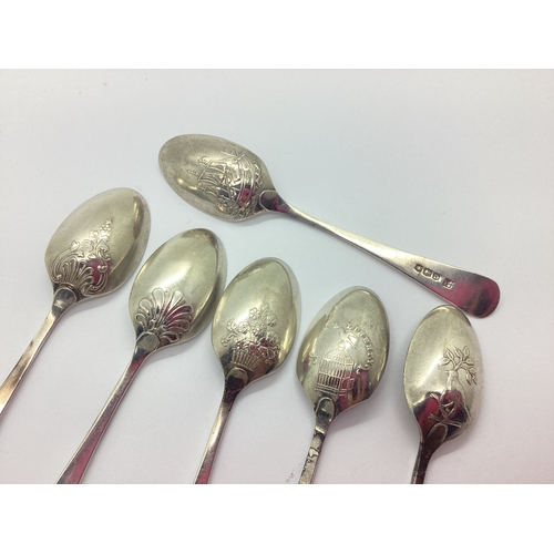 80 - A Set of Six Hallmarked Silver Old English Pattern 'Picture Back' Teaspoons, TB&S, Sheffield 1946, e... 