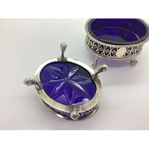 89 - A Pair of Highly Decorative Georgian Hallmarked Silver Salts, John Hoylad, Sheffield 1775, each of o... 