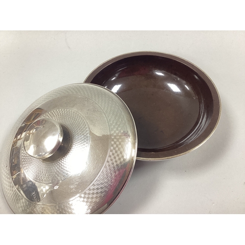 97 - An Art Deco Hallmarked Silver Mounted Bakelite Powder Bowl / Soap Dish and Cover, (marks rubbed) Bir... 