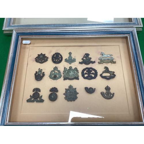 418 - Assorted British Army Cap Badges, in two glazed/framed cases attached to cards and loose, including ... 