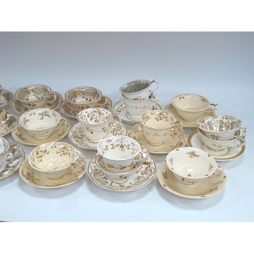 1034 - A Collection of Rockingham Porcelain Tea and Coffee Wares, each with floral scrolling or foliate dec... 