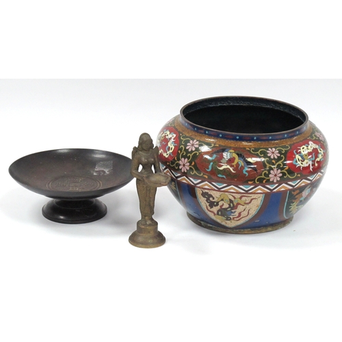 1135 - A Japanese Cloisonné Enamel Bowl, decorated with panels of phoenix within a floral background, 15cm ... 