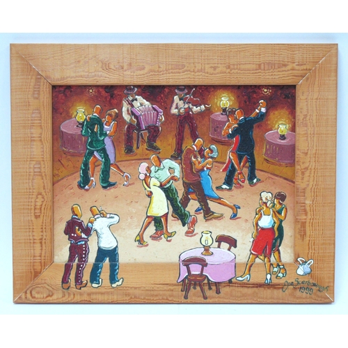 1148 - JOE SCARBOROUGH (Sheffield Artist b.1938) *ARR 
'Tango at the Ballroom', oil on board, the painting ... 