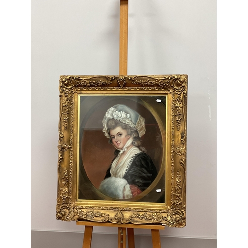 1150 - FRENCH SCHOOL (XIX Century) 
A Head and Shoulders Portrait of a Young Lady, wearing a white bonnet, ... 