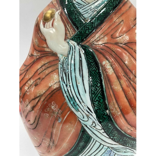 1133 - A Mid XX Century Chinese Pottery Lamp, modelled as a double sided boy in colourful robes with floral... 