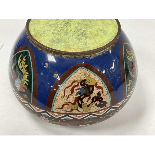 1135 - A Japanese Cloisonné Enamel Bowl, decorated with panels of phoenix within a floral background, 15cm ... 