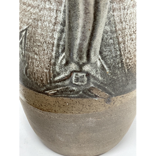 1160 - Studio Pottery: A Large Bowl With Various Blue And Brown Colour Tones, With A Black Zig Zag Pattern ... 