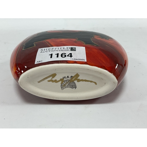 1164 - Anita Harris Deco Westie Dog Purse Vase, gold signed, 12.5cm high.