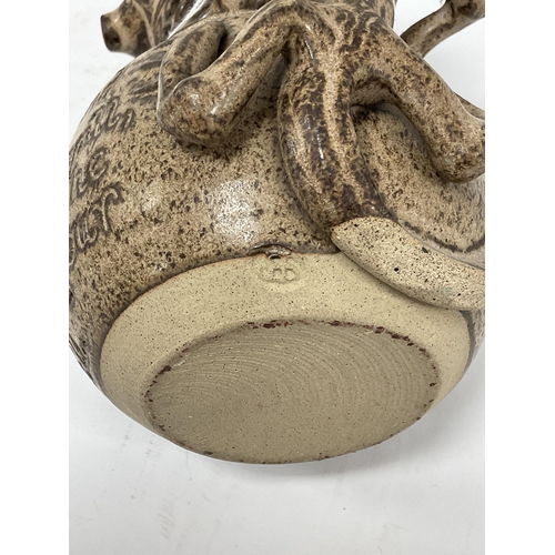 1169 - H.F. Bristow Pottery Vase Featuring Sinuous Dragon 24cm tall, Muggins tankard, wine decanter, puzzle... 