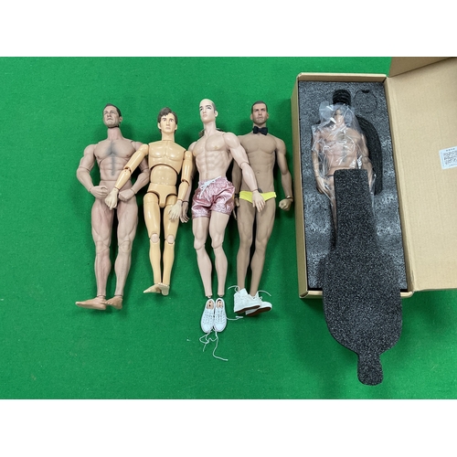 369 - Five Mostly Naked Male Dolls / Figures. To Include, A Boxed World Box Headless Muscular Male Figure ... 