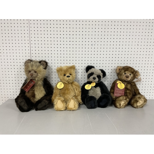 376 - Four Charlie Bears Teddy Bears, With Name Tags. Comprising of 