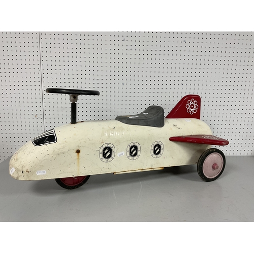 384 - A Modern Pressed Steel Children's Ride On Tri-Cycle in the form of a Space Shuttle, playworn, signs ... 