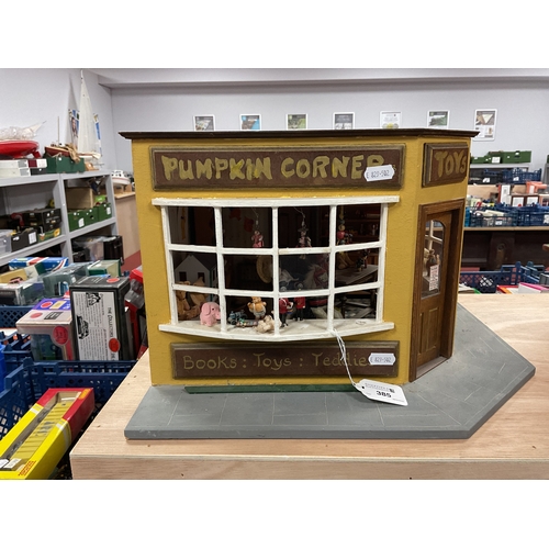 385 - A Doll's House Diarama, of 'Pumpkin Corner' Toy and Teddy Shop, double-sided frontage and fully fitt... 