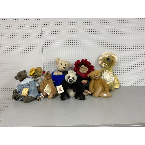 388 - Eight Mainly Soft Bears / Teddy Bears by Various Makers. Including a Schmider Creativ Mohair Bear La... 