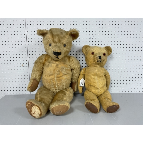 392 - Two Mid XX Century Jointred Teddy Bears, both (Chad Valley) English, one 60cm high, one 45 cm high, ... 