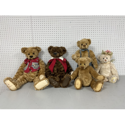 397 - Five Gund Barton's Creek Collection Soft Bears. Four Rosalie Frischmann and One Marsha Friesen. To I... 