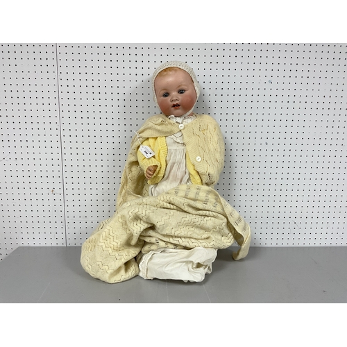 398 - An Armand Marseille Bisque Headed Doll. Made In Germany. Marked 351./8K To Back Of Neck. Sleepy Blue... 