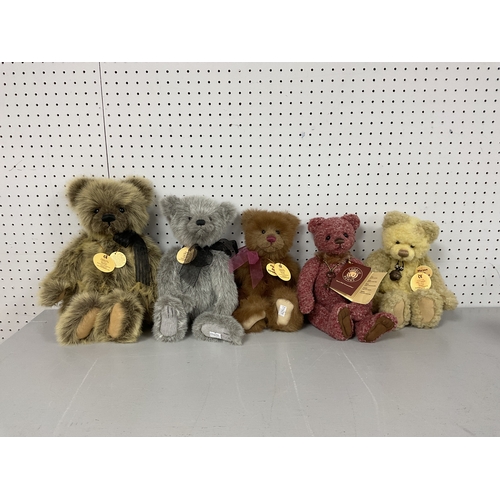 405 - Five Charlie Bears Teddy Bears, All With Name Tags. Comprising of 