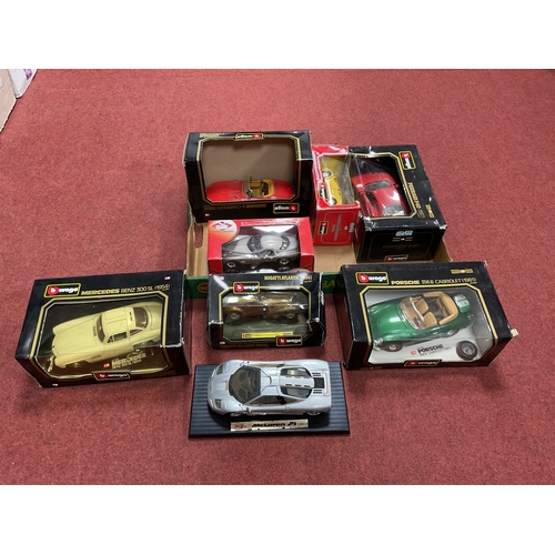 420 - Eight 1:18 /1:24 Scale Diecast Model Cars by Burago, Maisto, Guiloy including Burago Ferrari F40 (19... 