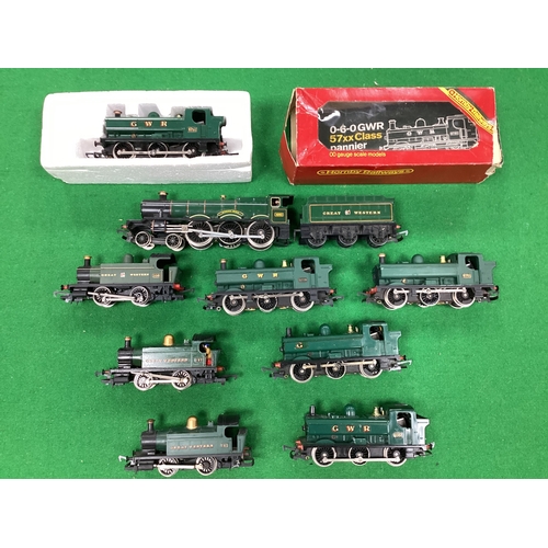 607 - Nine 00 gauge Great Western locomotive's, by Triang and Hornby including 