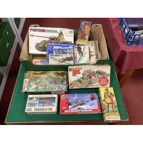 620 - Twelve Boxed Plastic Model Military Aircraft, Historical Figure, Armoured Vehicle Kits, Etc. By Reve... 