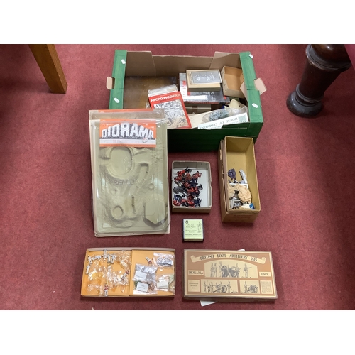 632 - A Quantity of White Metal Military Modelling Figures, mid XX Century lead military figures, military... 