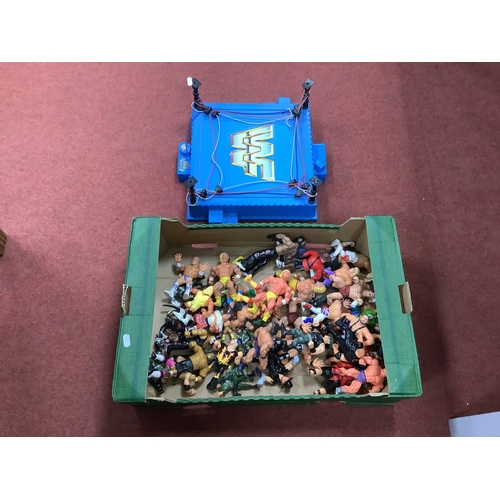 633 - Approximately Thirty Five WWF/WWE Plastic Action Wrestling Figures by Hasbro, Jakks Pacific to inclu... 