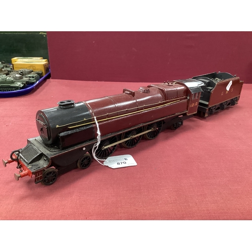 870 - A Kit Built 'O' Gauge/7mm Princess Royal Class 4-6-2 Steam Tender Locomotive, L.M.S maroon R/No 6202... 