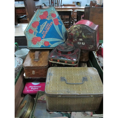 1061 - Geo Bassett Sheffield Tin In The Form of a Basket, Mackintosh's De Luxe Favourites Tin, other tins, ... 