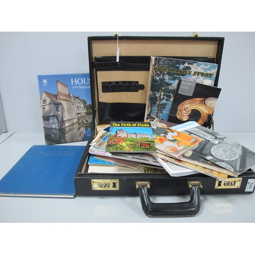 1071 - Houses of The National Trust Book, assorted booklets, magazines, etc, contained in a briefcase; Pot ... 