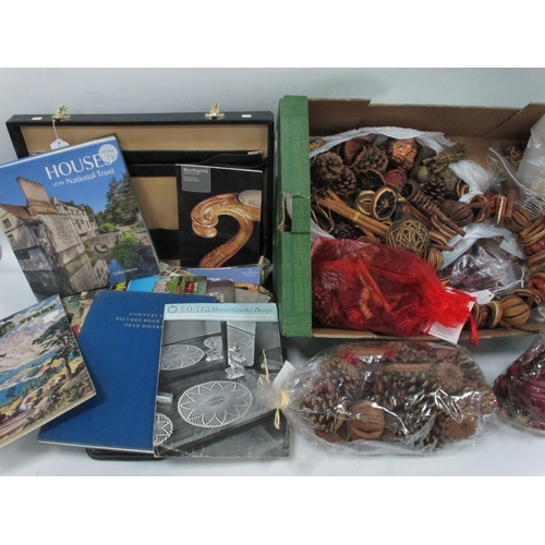 1071 - Houses of The National Trust Book, assorted booklets, magazines, etc, contained in a briefcase; Pot ... 