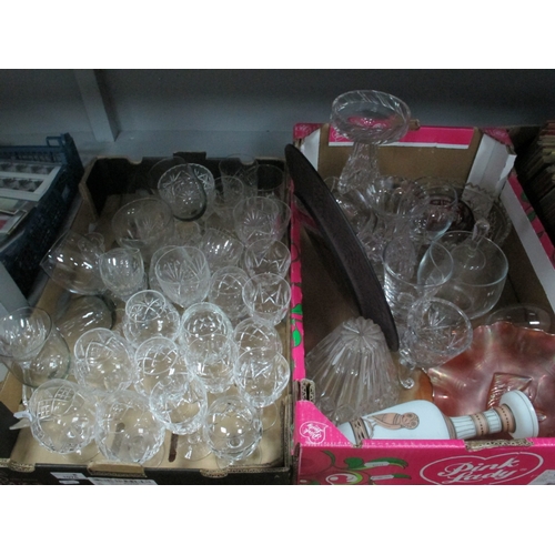 1076 - Carnival Glass Bowl, Stuart, Doulton and other glassware:- Two Boxes.