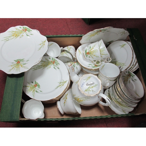 1085 - Royal Stafford 'Broom' Teaware of approximately 60 pieces, including a teapot.