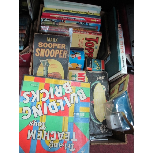 1087 - Marx 'Super Snooper', 'Mystery Space Ship', other toys and related books:- One Box