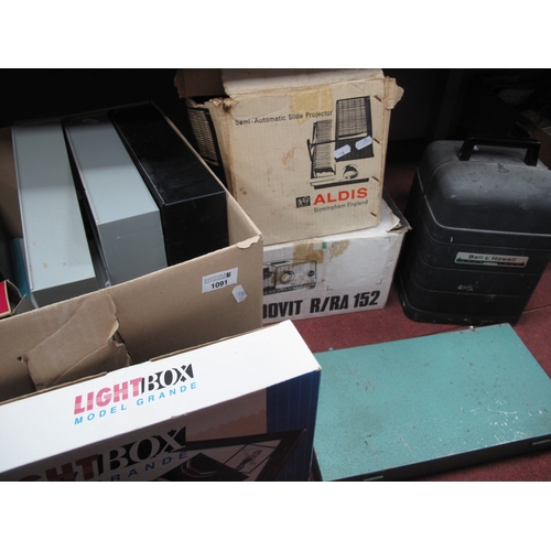 1091 - Haimar, Bell & Howell, Aldis and Pradovit projectors, slide cases and boxes, etc.