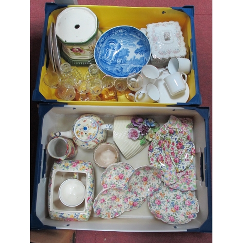 1093 - Spode Italian Bowl, Queens China coffee cups and saucers, Sylvac floral Wall pocket, chintz china et... 