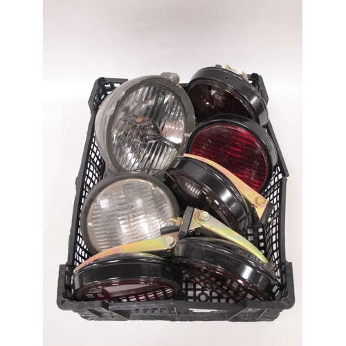 1117 - Motoring - Simms 48003/1 pre-war headlight bubbolite car lamp, five intertruck ruby lamps (7).