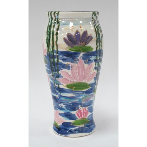 1242 - Anita Harris Homage to Monet Lillies Bella Vase 18cm high gold signed.